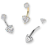 Herz Bauchnabelpiercing aus Titan mit Innengewinde und Zirkonia, Bananabell in Silber oder Gold, eleganter Piercing Schmuck.
