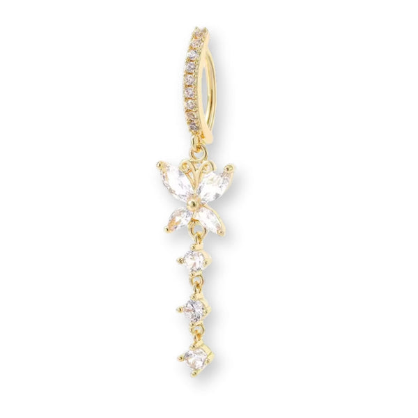 Schmetterling Bauchnabelpiercing aus Edelstahl mit Zirkonia in Gold oder Silber, elegantes Bauchpiercing mit Anhänger.