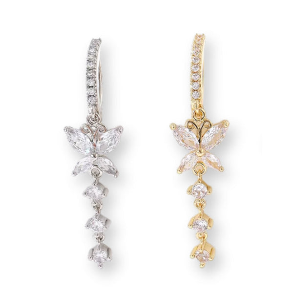 Schmetterling Bauchnabelpiercing aus Edelstahl mit Zirkonia in Gold oder Silber, elegantes Bauchpiercing mit Anhänger.