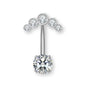 „Luna Bauchnabelpiercing aus Titan G23 mit halbmondförmigem Kristallbesatz und flacher Rückseite für höchsten Tragekomfort ✨🌙“