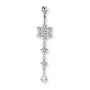 Blumen-Bauchnabelpiercing aus Chirurgenstahl 316L in Gold oder Silber – mit großem Kristall-Blumenanhänger, feminin, glänzend und hochwertig.