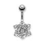 Bauchnabelpiercing Blume 316L Chirurgenstahl mit Zirkonia, Stangenlänge 10 mm, in Silber oder Gold, Belly Button Piercing Damen.