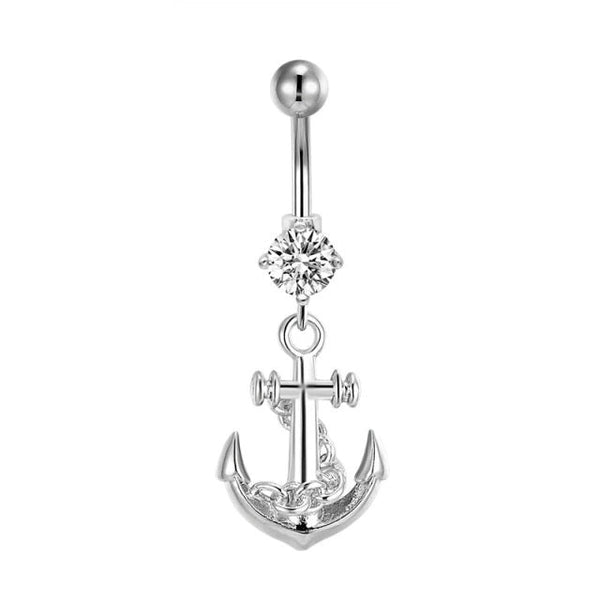 Bauchnabelpiercing Titan G23 Silber Kristallen Zirkonia - FALKENKOENIG SCHMUCK & Piercing Online Shop