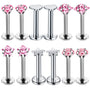 Rosa Piercing-Set aus Chirurgenstahl 316L mit Zirkonia für Helix, Tragus und Labret - FALKENKOENIG SCHMUCK