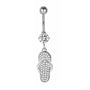 Bauchnabelpiercing Flip Flop Titan G23 Silber Kristallen Zirkonia - FALKENKOENIG SCHMUCK & Piercing Online Shop