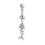 Fisch-Anhänger Bauchnabelpiercing aus Titan – geschwungene Fischform mit Kristallen besetzt, elegant & hautfreundlich.