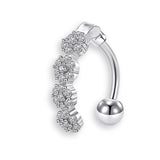 „Silber Kristall Bauchnabelpiercing aus Chirurgenstahl 316L mit vielen glitzernden Kristallen & Reverse gebogener Barbell ✨💎“