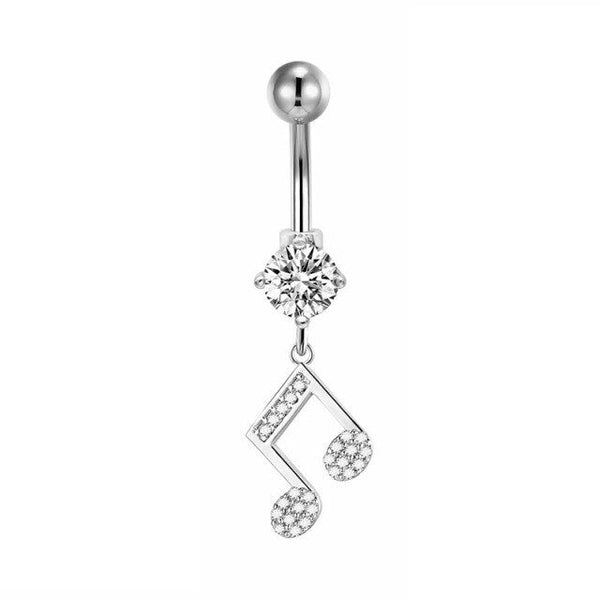 Bauchnabelpiercing Musik Titan G23 Silber Kristallen Zirkonia - FALKENKOENIG SCHMUCK & Piercing Online Shop