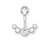 „Luna Bauchnabelpiercing aus Chirurgenstahl 316L mit halbmondförmigem Kristallbesatz und flacher Rückseite für höchsten Tragekomfort ✨🌙“