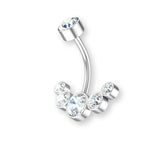 „Luna Bauchnabelpiercing aus Chirurgenstahl 316L mit halbmondförmigem Kristallbesatz und flacher Rückseite für höchsten Tragekomfort ✨🌙“