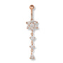 Blumen-Bauchnabelpiercing aus Chirurgenstahl 316L in Gold oder Silber – mit großem Kristall-Blumenanhänger, feminin, glänzend und hochwertig.