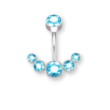 Luna Bauchnabelpiercing aus Chirurgenstahl 316L mit halbmondförmigem Kristallbesatz und flacher Rückseite für höchsten Tragekomfort ✨🌙
