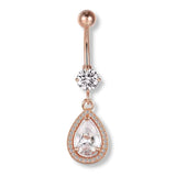 Bauchnabelpiercing Tropfen Roségold Kristall - FALKENKOENIG SCHMUCK & Piercing Online Shop