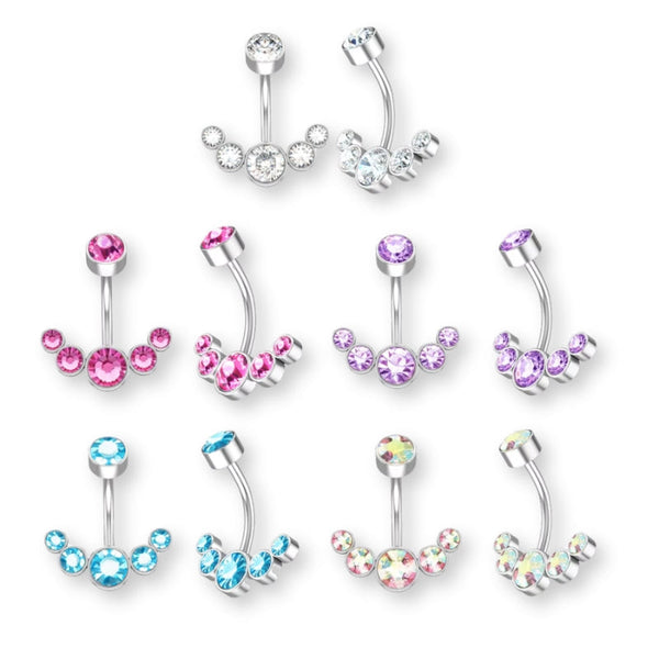 Luna Bauchnabelpiercing aus Chirurgenstahl 316L mit halbmondförmigem Kristallbesatz und flacher Rückseite für höchsten Tragekomfort ✨🌙