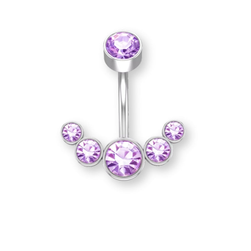 Luna Bauchnabelpiercing aus Chirurgenstahl 316L mit halbmondförmigem Kristallbesatz und flacher Rückseite für höchsten Tragekomfort ✨🌙