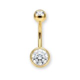 Goldenes Bauchnabelpiercing aus Titan von Falkenkoenig Schmuck. Dieses Bauchnabelpiercing ist erhältlich mit der Stablänge 12mm, 10mm und 8mm.