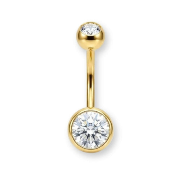 Goldenes Bauchnabelpiercing aus Titan von Falkenkoenig Schmuck. Dieses Bauchnabelpiercing ist erhältlich mit der Stablänge 12mm, 10mm und 8mm.