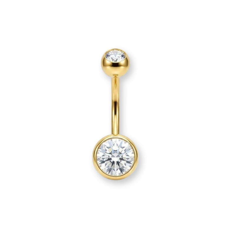 Goldenes Bauchnabelpiercing aus Titan von Falkenkoenig Schmuck. Dieses Bauchnabelpiercing ist erhältlich mit der Stablänge 12mm, 10mm und 8mm.