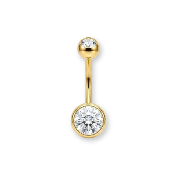Goldenes Bauchnabelpiercing aus Titan von Falkenkoenig Schmuck. Dieses Bauchnabelpiercing ist erhältlich mit der Stablänge 12mm, 10mm und 8mm.