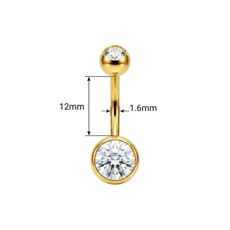 Goldenes Bauchnabelpiercing aus Titan von Falkenkoenig Schmuck. Dieses Bauchnabelpiercing ist erhältlich mit der Stablänge 12mm, 10mm und 8mm.
