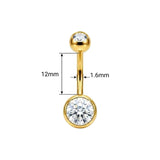 Goldenes Bauchnabelpiercing aus Titan von Falkenkoenig Schmuck. Dieses Bauchnabelpiercing ist erhältlich mit der Stablänge 12mm, 10mm und 8mm.