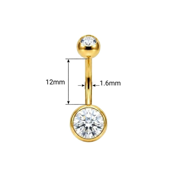Goldenes Bauchnabelpiercing aus Titan von Falkenkoenig Schmuck. Dieses Bauchnabelpiercing ist erhältlich mit der Stablänge 12mm, 10mm und 8mm.