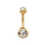 Goldenes Bauchnabelpiercing aus Titan von Falkenkoenig Schmuck. Dieses Bauchnabelpiercing ist erhältlich mit der Stablänge 12mm, 10mm und 8mm.