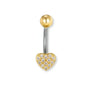 „Herz Bauchnabelpiercing aus Chirurgenstahl 316L mit Zirkonia-Kristallen, in Silber oder Gold, in mehreren Stablängen erhältlich“