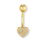„Herz Bauchnabelpiercing aus Chirurgenstahl 316L mit Zirkonia-Kristallen, in Silber oder Gold, in mehreren Stablängen erhältlich“