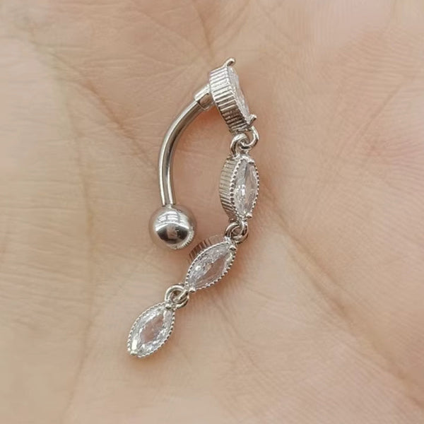 Bauchnabelpiercing Aus Titan 14G - 10mm Mit Zirkonstein, Hypoallergen