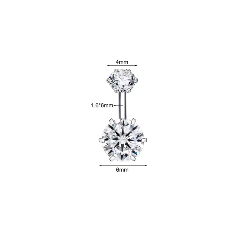 Zirkon Silber Bauchnabelpiercing -  Chirurgenstahl 316L
