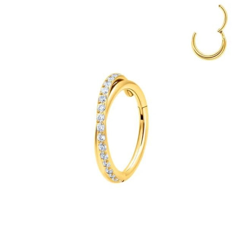 Gold Strass Nasenring Piercing Titan - FALKENKOENIG SCHMUCK & Piercing Online Shop