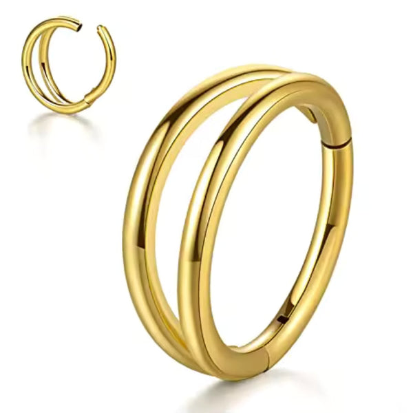 Gold Doppel-Nasenring Piercing Titan - FALKENKOENIG SCHMUCK & Piercing Online Shop