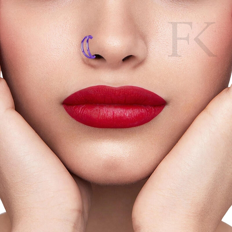 Lila Doppel-Nasenring Piercing Titan - FALKENKOENIG SCHMUCK & Piercing Online Shop