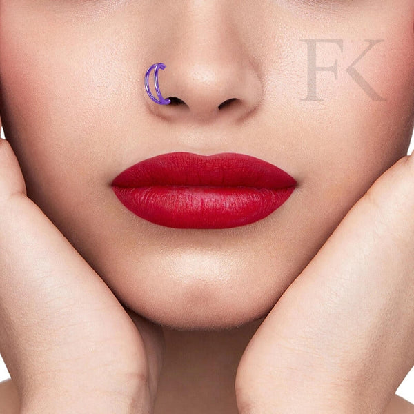 Lila Doppel-Nasenring Piercing Titan - FALKENKOENIG SCHMUCK & Piercing Online Shop