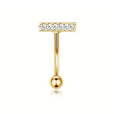 Bauchnabelpiercing Bar aus 316L Chirurgenstahl mit Zirkonia Kristallen in Gold oder Silber, 10 mm Belly Button Ring.