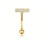 Bauchnabelpiercing Bar aus 316L Chirurgenstahl mit Zirkonia Kristallen in Gold oder Silber, 10 mm Belly Button Ring.