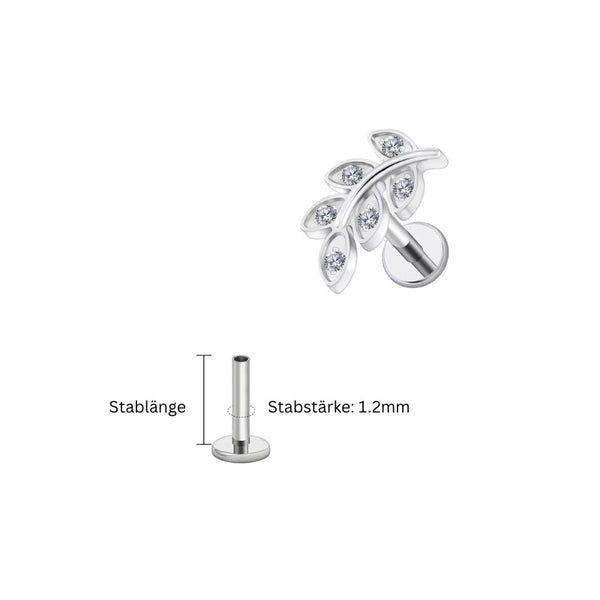 Blattzweig Labret Piercing - Silber Titan - FALKENKOENIG SCHMUCK & Piercing Online Shop