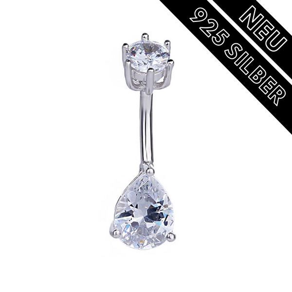 Bauchnabelpiercing Echt Silber 925 mit Kristallen 7-05-003 - FALKENKOENIG SCHMUCK & Piercing Online Shop