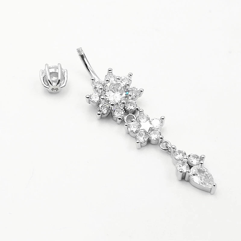 Bauchnabelpiercing Echt Silber 925 mit Kristallen 7-05-004 - FALKENKOENIG SCHMUCK & Piercing Online Shop