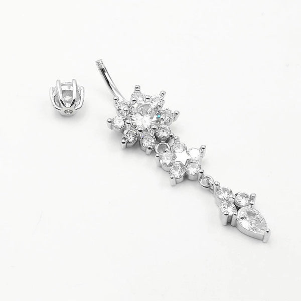Bauchnabelpiercing Echt Silber 925 mit Kristallen 7-05-004 - FALKENKOENIG SCHMUCK & Piercing Online Shop