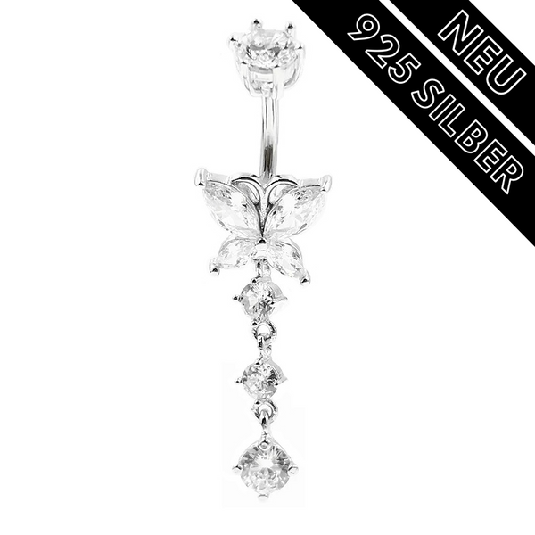 Bauchnabelpiercing Echt Silber 925 mit Kristallen 7-05-005 - FALKENKOENIG SCHMUCK & Piercing Online Shop