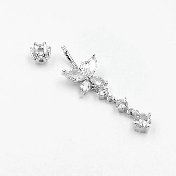 Bauchnabelpiercing Echt Silber 925 mit Kristallen 7-05-005 - FALKENKOENIG SCHMUCK & Piercing Online Shop