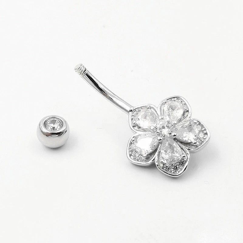 Kristall Blume Echt Silber 925 Bauchnabelpiercing mit Kristallen
FALKENKOENIG SCHMUCK 
