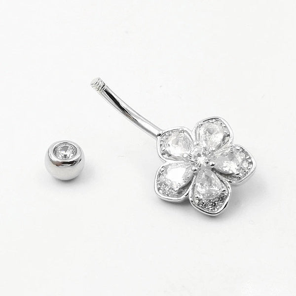 Kristall Blume Echt Silber 925 Bauchnabelpiercing mit Kristallen
FALKENKOENIG SCHMUCK 