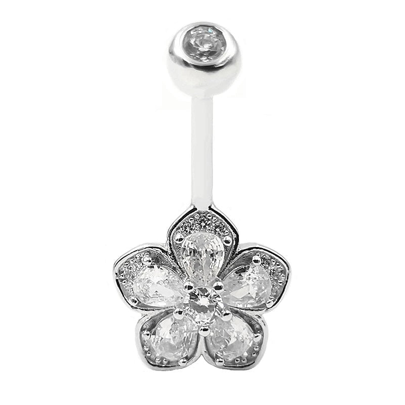 Kristall Blume Echt Silber 925 Bauchnabelpiercing mit Kristallen
FALKENKOENIG SCHMUCK 