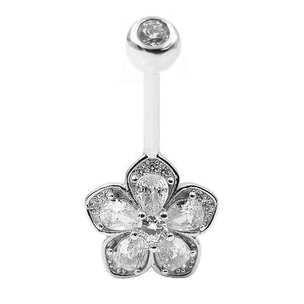 Kristall Blume Echt Silber 925 Bauchnabelpiercing mit Kristallen
FALKENKOENIG SCHMUCK 