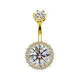 Dubai Style Bauchnabelpiercing – 18K vergoldet mit funkelnden Kristallen. Edler Bauchnabelschmuck mit orientalischem Flair für stilvolle Auftritte.