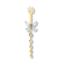TULUM Bauchnabelpiercing mit 18K Gold & Kristallen – eleganter Bauchnabelschmuck aus vergoldetem 925er Silber, inspiriert von den tropischen Stränden von Tulum.