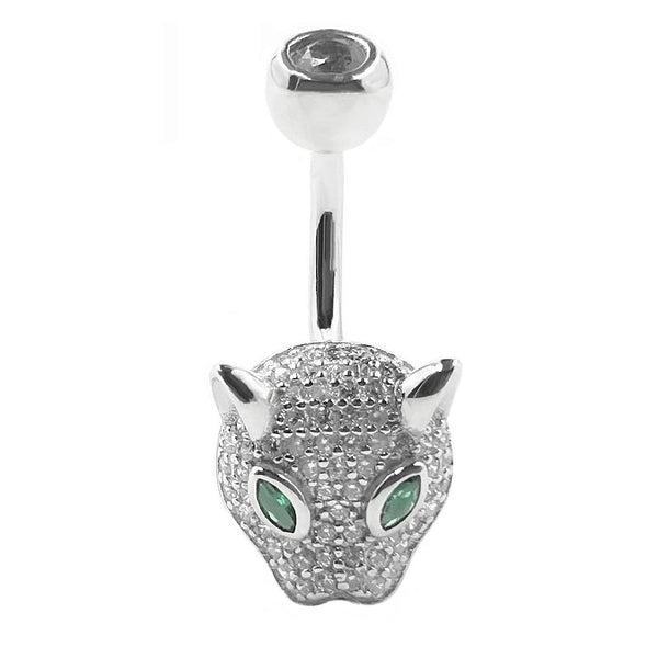 Bauchnabelpiercing Leopard Echt Silber 925 mit Kristallen 7-05-012 - FALKENKOENIG SCHMUCK & Piercing Online Shop